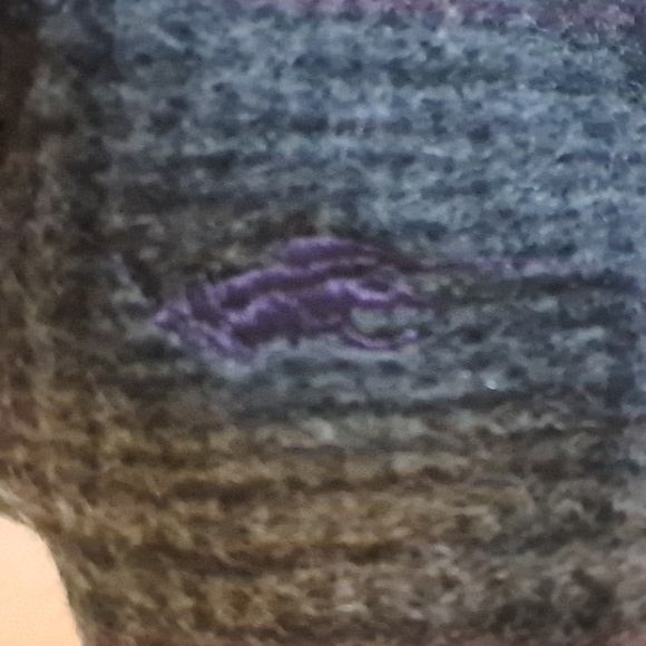 Polo Ralph Lauren Lambswool Reversible Plaid Fringe Scarf Black Gray Purple - Picture 8 of 8